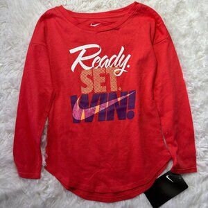 Nike Unisex Red T-Shirt Long Sleeve Ready Set Win! Size 5 NWT